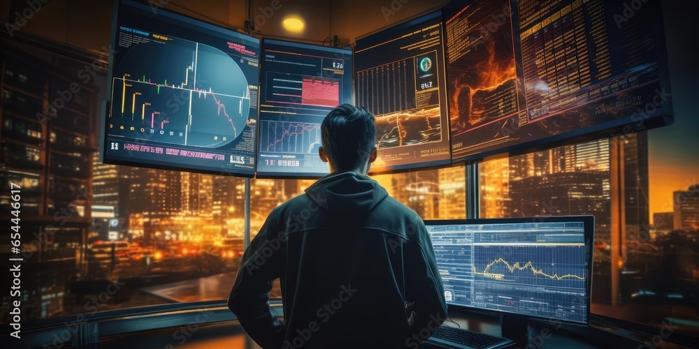 The man in front of the trading charts