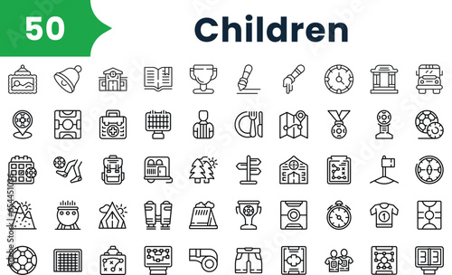 Set of outline children icons. Vector icons collection for web design, mobile apps, infographics and ui