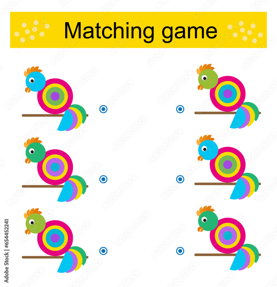 Matching game for children. Task for the development of attention and logic.