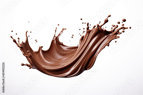 White background closeup of chocolate splash
