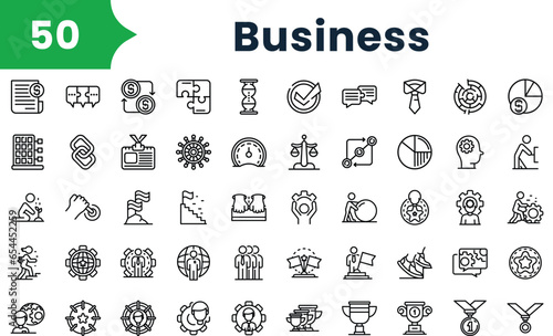 Set of outline business Icons. Vector icons collection for web design, mobile apps, infographics and ui