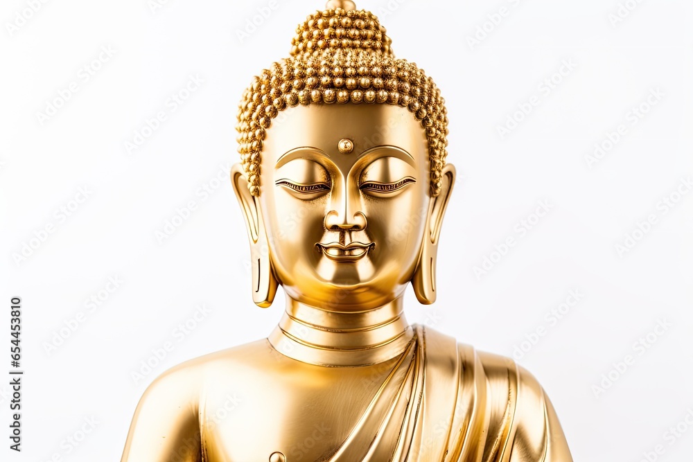 White background with golden Buddha