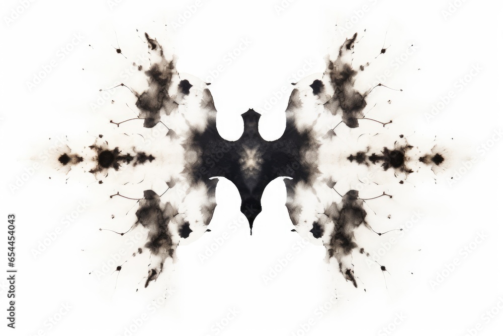 White background with isolated Rorschach inkblot test photo - obrazy, fototapety, plakaty 