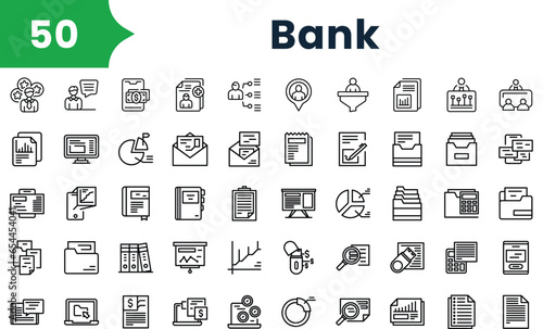 Set of outline bank icons. Vector icons collection for web design, mobile apps, infographics and ui