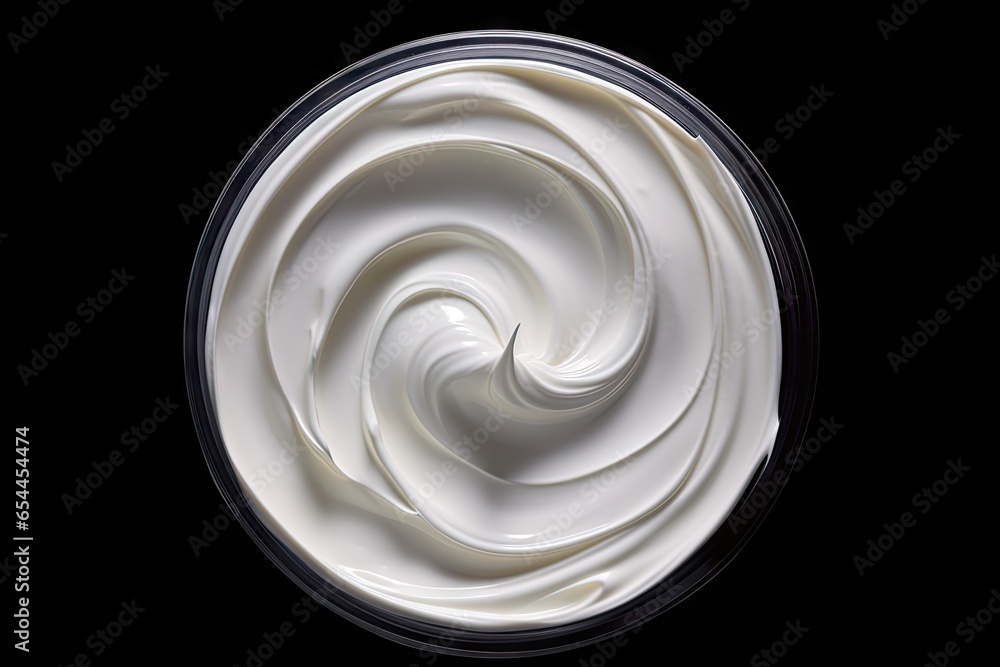 White body lotion sample isolated on white background from a close top view White body lotion sample isolated on white background from a close top view