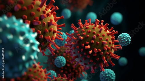 Coronavirus causing infectious diseases, close-up.