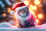 Cute cat with Christmas decoration. Generative AI