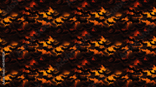 Abstract 2D Halloween Bats Pattern Background Illustration Seamless Tile