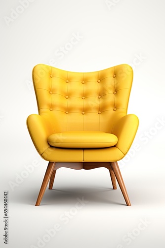 Two leather armchairs in light environment. Minimal design with empty space for photo manipulation. Generative Ai image