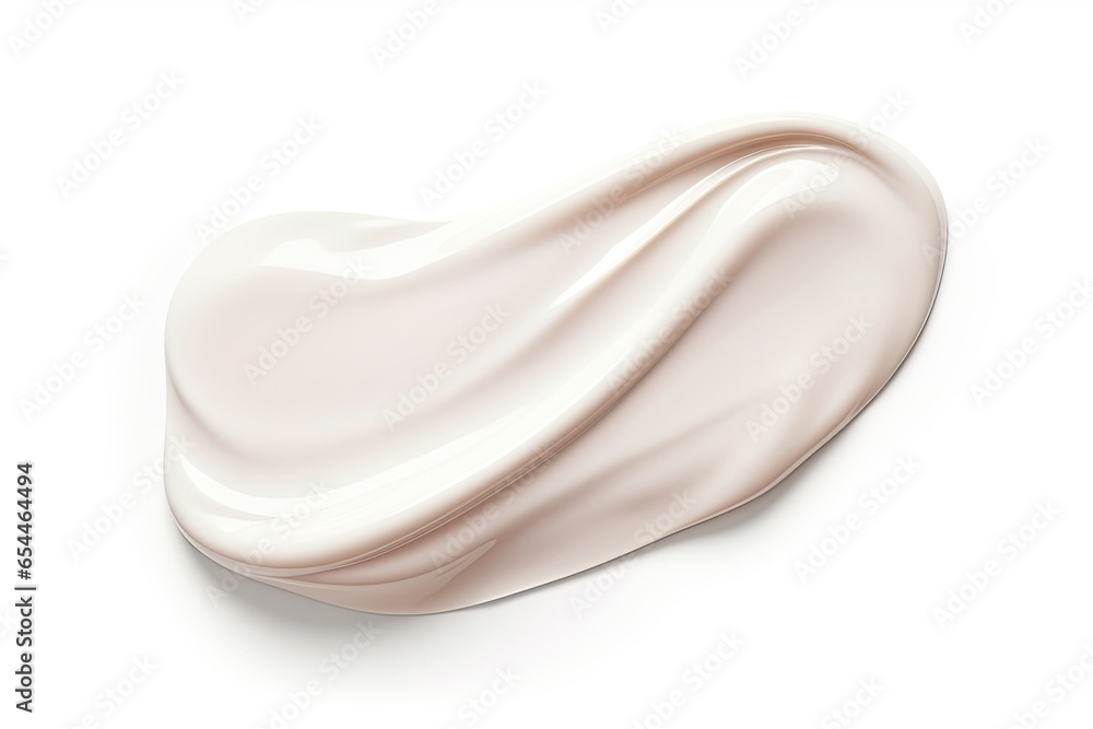 White skincare sample on white background BB CC cream product texture Makeup foundation smear - obrazy, fototapety, plakaty 