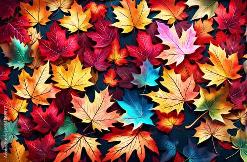 Autumn colorful leaves create a beautiful field