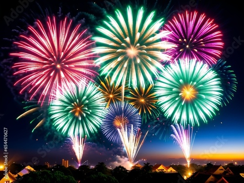 Celestial Celebration The Dazzling Fireworks of Diwali. AI Generated.