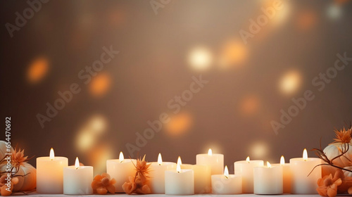 all saints' day background, sober, candles, soft tones, background for all Saints Day or All Souls' Day. Background with copy space.