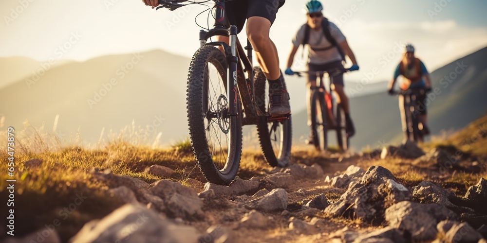 custom made wallpaper toronto digitalAI Generated. AI Generative. Cyclist biker active sport transport outdoor nature mauntain landscape background action. Graphic Art