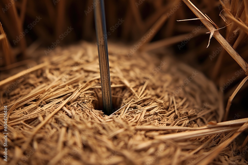 Digging Needle Hay Stack Zoomed in view of needle buried in haystack Stock Photo | Adobe Stock