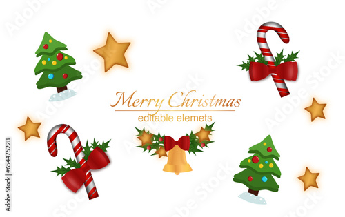 Set of christmas elements isolated on white background. Merry Christmas postcard vector elements.  © Kristina