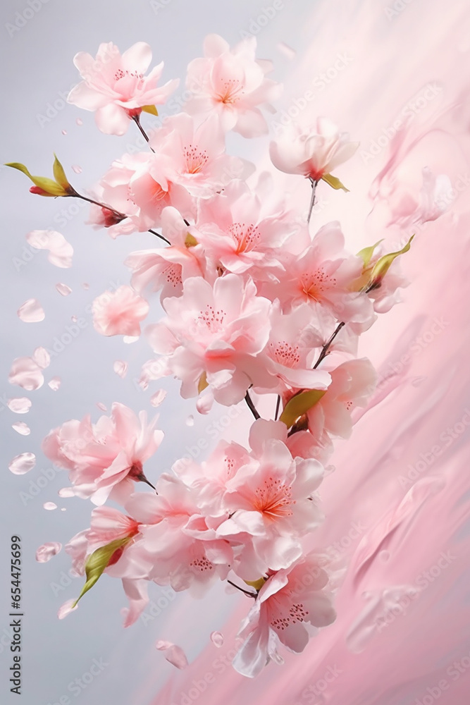 Dreamlike pink flowers rhapsody, spring blossom 