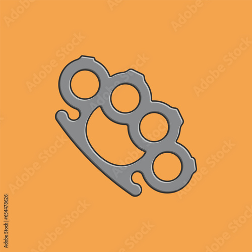 Flat Gangster Fighting Knuckle Duster Bully Weapon Vector Illustration