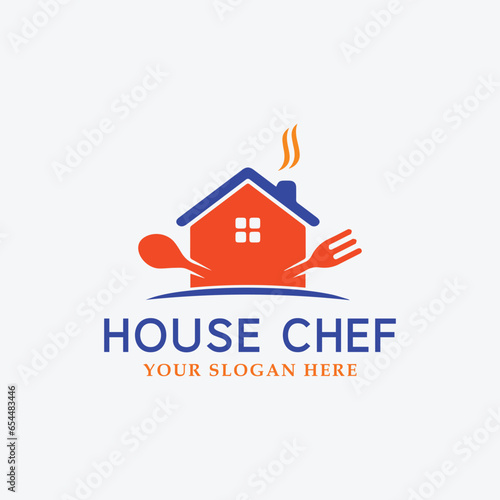 house kitchen chef logo design vector