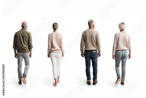 A set of confident senior adult standing against a white background, representing the beauty of aging with grace and confidence.