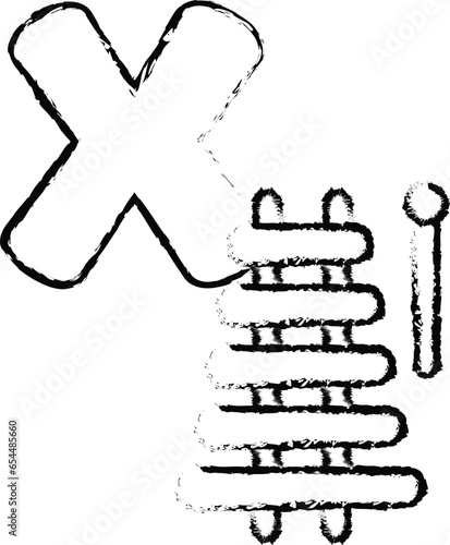 Alphabet Series X hand drawn illustration