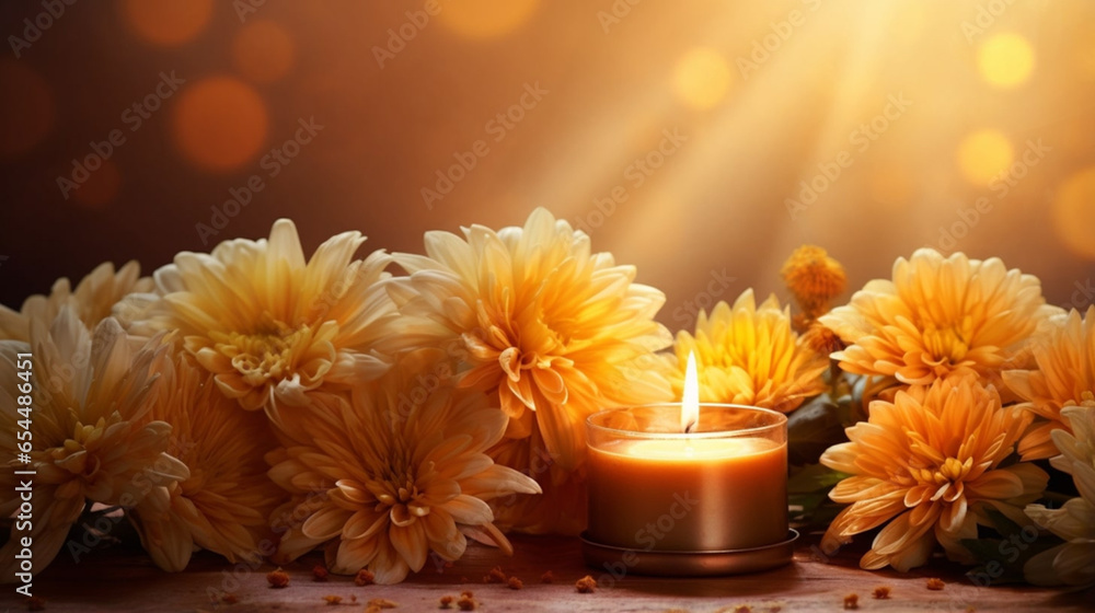 photorealistic,, all saints' day background, sober, candles, soft tones, chrysanthemum, background for all Saints Day or All Souls' Day. Background with copy space. photorealistic,, all saints' day background, sober, candles, soft tones, chrysanthemum, background for all Saints Day or All Souls' Day. Background with copy space.