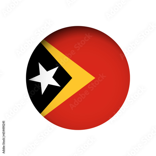 East Timor flag - behind the cut circle paper hole with inner shadow.