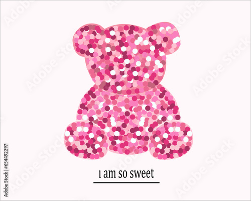 pink teddy bear sequin glitter design