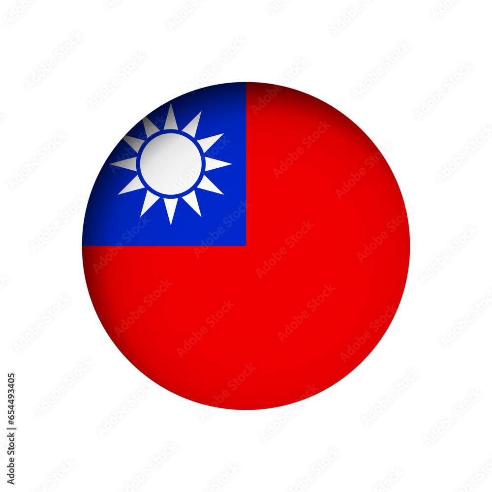 Taiwan flag - behind the cut circle paper hole with inner shadow. Taiwan flag - behind the cut circle paper hole with inner shadow.