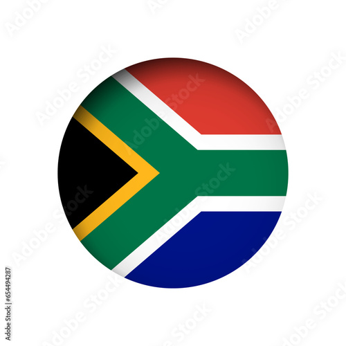 South Africa flag - behind the cut circle paper hole with inner shadow.
