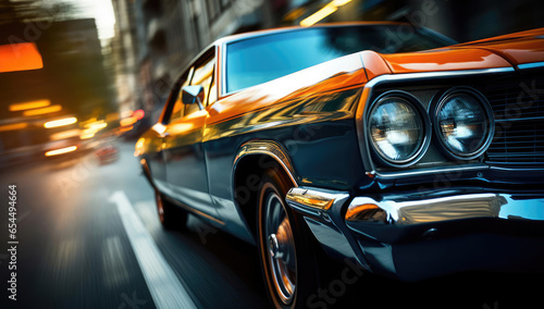 Muscle car rides around the city © cherezoff