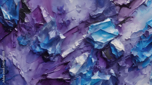Blue purple crystal abstract background texture. Oil art. AI generated