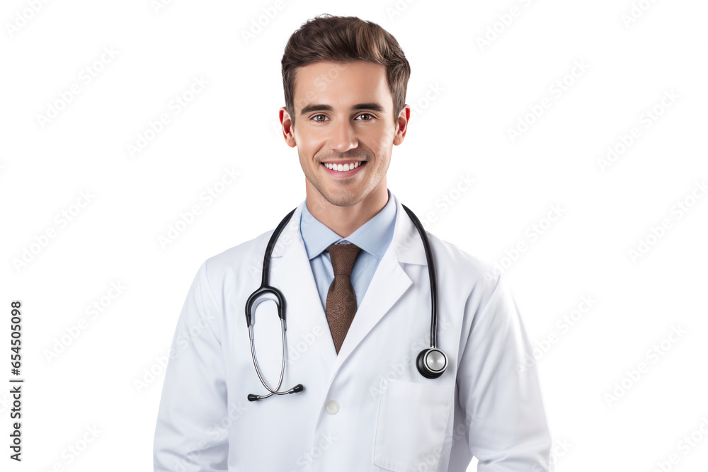 Friendly young Doctor Man with stethoscope in Doctor Uniform - Medium Shot on Transparent Background PNG File for Healthcare Designs Friendly young Doctor Man with stethoscope in Doctor Uniform - Medium Shot on Transparent Background PNG File for Healthcare Designs