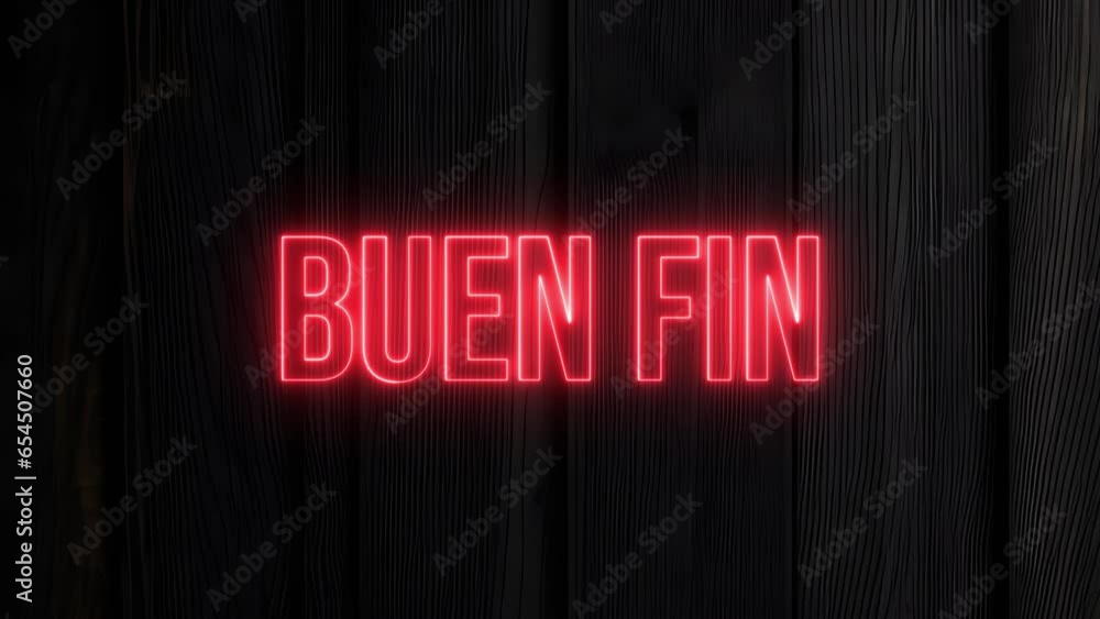 Letrero con luz de neón en pared negra para el Buen Fin, evento de compras en México