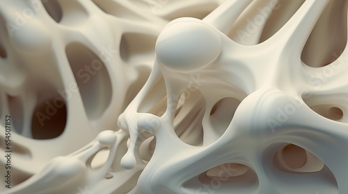 A porous structure similar to severely enlarged bone tissue. Organic material. Macrostructural design. Illustration for brochure, poster, presentation, flyer or banner. photo