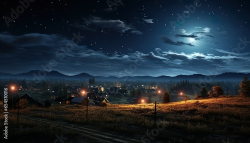 A warm and starry countryside night, high definition, photorealistic | Generative AI