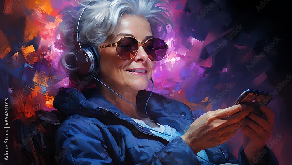 mature woman using phone, generative ai mature woman using phone, generative ai