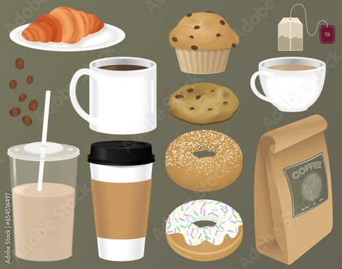 Coffee Shop Vector Illustration Assets Set