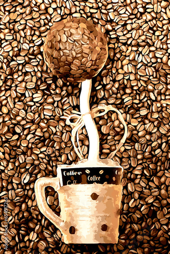 cup of coffee with beans