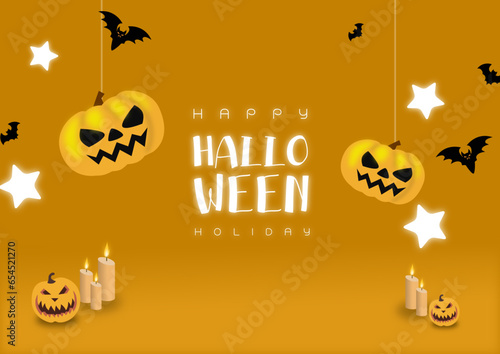 Halloween Promotion Poster or banner template.Halloween night, halloween elements. Website spooky or banner template.