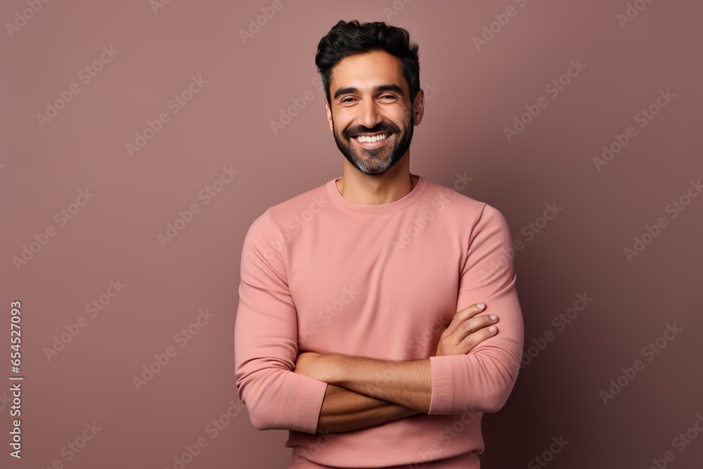 Fototapeta premium Happy Smiling Man: Confident Businessman Standing with Crossed Arms, Beauty, Joy, and Authenticity