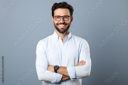Happy, Modern Smiling Man: Confident Businessman Standing with Crossed Arms, Beauty, Joy, and Authenticity