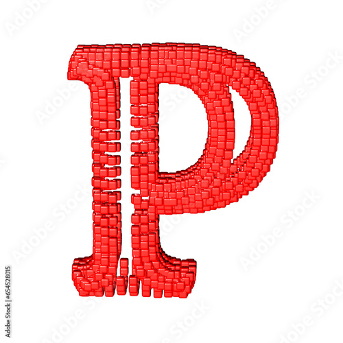 Symbol made of red cubes. letter p