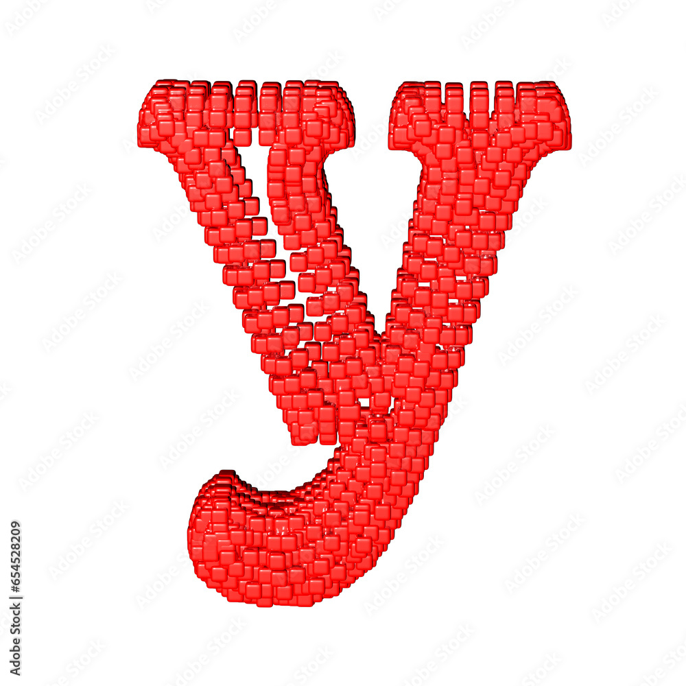 Symbol made of red cubes. letter y Symbol made of red cubes. letter y