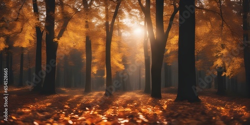 autumn forest during the golden hour