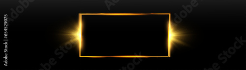 Glowing thin rectangular frame on a transparent background. For photo decorations and advertising. 