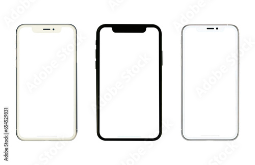 set of smartphone isolated on white background PNG.