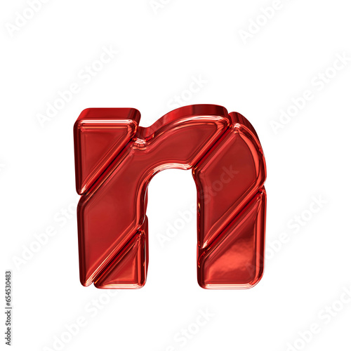 Symbol made of red blocks. letter n