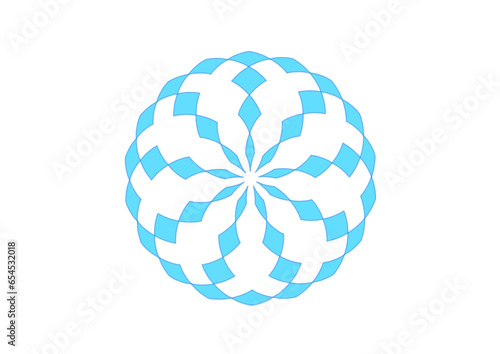 rosette mit abstraktem blauem rautenmuster, netzartiges ornament, abstraktes kugelförmiges design, moderne kunst,