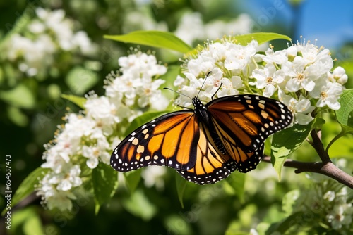 monarch on white flowers © haallArt
